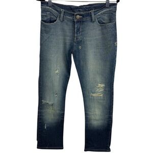 Ksubi 30” Distressed Slim Fit Jeans – Medium Wash Blue Denim